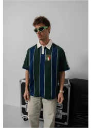 İLKCET MODA إيطاليا التطريز للجنسين تي شيرت كبير الحجم