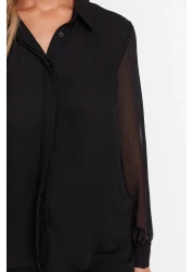  Collection Transparent Black Woven Shirt - Regular Fit, TWOAW20GO0116