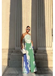 Seda Yalçın Atelier فستان كتان ملون من Positano - رباط خلفي ونمط زهور