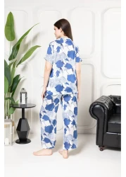 mervemoda Women's Silk Satin Thin Summer Front Button Pajamas Set