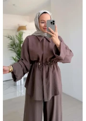 Ka Hijab طقم برباط مريح - بني