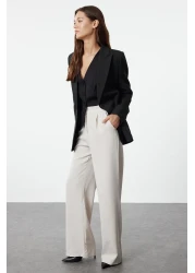  Collection بنطال منسوج باللون البيج بأرجل واسعة - TWOAW22PL0139