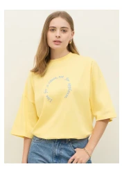 Styli Oversized Dropped Shoulder Embroidered Slogan T-Shirt