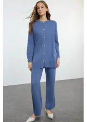  Modest Indigo Knitwear Top and Bottom Set - Pearl Button Tctaw25Us00035