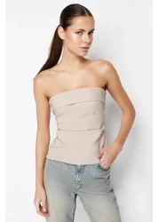  Collection بلوزة من فرو المنك بدون حمالات - منسوجة، مناسبة، TWOSS24BZ00348