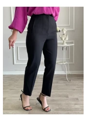 HAKKE بنطلون أسود عالي الخصر نحيف واسع