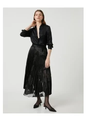 Koton Melis Ağazat X - Jacquard Pleated Midi Skirt