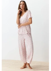  Collection Colorful Flower Patterned Knitted Pajamas Set - THMSS24PT00231