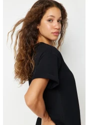  Collection Black Oversize Crew Neck 100% Cotton T-Shirt - Twoss20Ts0134