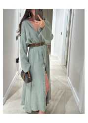 Lavanta Tekstil فستان قميص بحزام