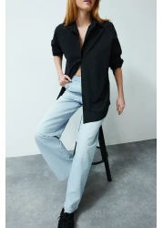 Edit by  قميص أسود منسوج كبير الحجم - TEDSS24GO00000