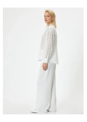 Koton قميص سكالوب بأكمام طويلة - ياقة قاضية بأزرار