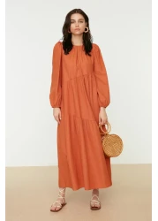  Modest Cinnamon Gather Detailed Cotton Wide Fit Woven Dress TCTSS21EL3470