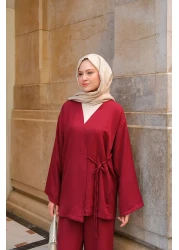 LOCCO Women's Double Breasted Collar Suit Claret Red