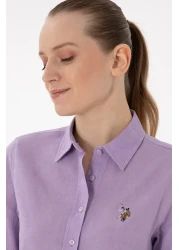 U.S. Polo Assn. Women's Lilac Linen Blended Long Sleeve Basic Shirt 50298098 -Vr034