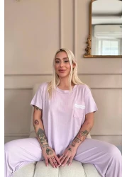 Pijamaevi طقم بيجامة نسائي من الدانتيل بأكمام قصيرة من ليلك دبلن