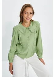  Collection Baby Collar Mint Lace Detailed Shirt - Regular Fit, Woven, TWOSS21GO0035