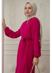 InStyle فستان فوشيا فيسكوز مع نقطة أمامية