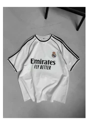 KUN SPORTSWEAR تي شيرت بريميوم ريترو حنين كبير الحجم للجنسين