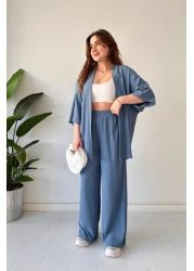 MaziButik مجموعة من قطعتين من النسيج القطني النيلي