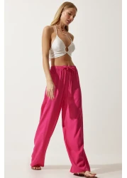 Happiness İstanbul بنطلون فوشيا صيفي فيسكوز بالازو للسيدات EN00610