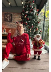 Pijamaevi طقم بيجامة من الصوف المخملي المنقوش للعام الجديد