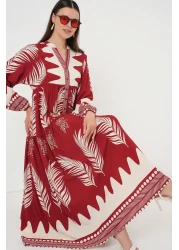 Bigdart 2423 Authentic Patterned Hijab Dress - G.Burgundy