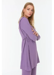  Modest طقم تونيك وبنطلون Aerobin بتفاصيل ربط العيينة باللون الأرجواني TCTAW22US0092