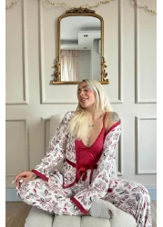 Pijamaevi طقم بيجامة نسائية محبوكة حصريًا من Red Flore