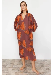  Collection فستان شاطئ متوسط الطول مصنوع من القطن بنسبة 100% بنمط سمكة TBESS22EL0009