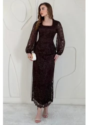 Elbee Fashion Woman فستان دانتيل بتفاصيل جبر