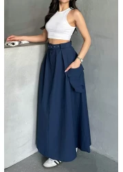 MD trend تنورة نسائية بحزام وجيب كبير ومفصلة