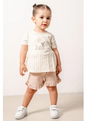 bombe طقم شورت قطني أرجواني للأطفال الرضع مريح مكون من قطعتين، طقم علوي وسفلي عصري