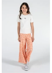 Kyron Girl's White T-Shirt and Floral Print Pink Pants Set / with Different Color Options