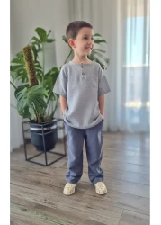 BALKABAĞI طقم بنطلون موسلين قميص طبيعي (2-8 سنوات) MTYE0059