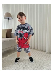 JELİBOOM Gray Children's Shorts Set 100% Organic Cotton