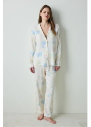 Penti Marina Chally Shirt Pants Ecru Pajama Set
