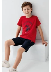 U.S. Polo Assn. بدلة برمودا حمراء للأولاد من يو إس بولو أسن