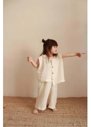 Oh La La Koala For Little Ones Asymmetric Vest Linen Bottom Top Set