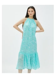 Koton فستان الأزهار ميدي طول الرسن الرقبة