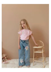 Jolly Kids Girl's Denim Jean Pants Suit