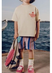 Monila طقم تي شيرت وشورت مخطط للأولاد للموسم الجديد