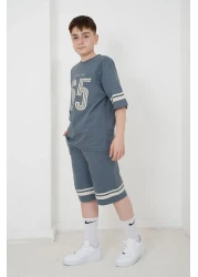 HayKids Boy's Two Thread Fabric Crew Neck Printed Shorts Suit