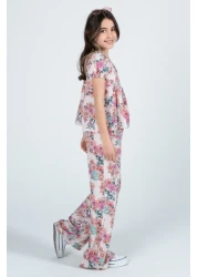 Kyron Girl's 100% Woven Viscose Floral Patterned Bottom and Top Set