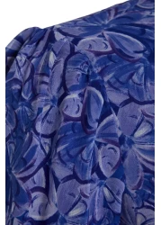  Modest Blue Floral Skirt - Woven Chiffon Dress with Ruffled Lining Tctss23Eb00160