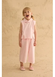 Fahhar Kids بدلة بنطلون بتفاصيل شق وردي