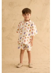 Fahhar Kids بدلة قميص زجزاج زوو إكرو