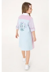 U.S. Polo Assn. Girl's Colorful Long Sleeve Polo Neck Sequin Detailed Woven Dress 50301083-Vr034