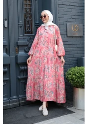 LOCCO Women's Lily Pattern Dress Fuchsia