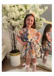 GÖKJOY BUTİK طقم تنورة بناتي من الكتان الأحلام بألوان الصيف مع تاج مكون من 3 قطع